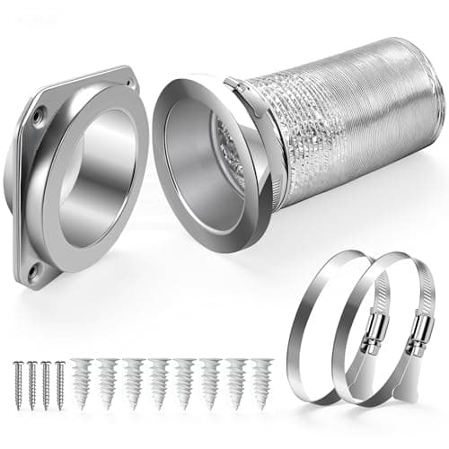 DVC-180 Magnetic Dryer Vent Connector Kit Easy to Clean Magnetic Dryer Vent Coupling Quick Connector Including a 3.3ft 4" Duct & 2 Clamps Clothes Dryer Replacement Parts
