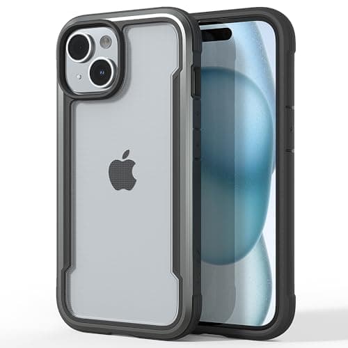 RAPTIC Shield for iPhone 15 Case, Shockproof Protective Clear Case, Military Grade 10ft Drop Tested, Durable Aluminum Frame, Anti-Yellowing Technology Case, 6.1 inch, Black - Image 1