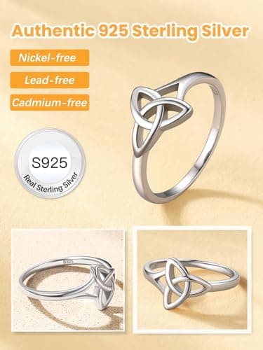 Bestyle 925 Sterling Silver Irish Celtic Knot Heart Ring Promise Ring for Her, Delicate Irish Wedding Band Ring Infinity Love Eternity Ring for Wift, Size 4 - Thumbnail 2