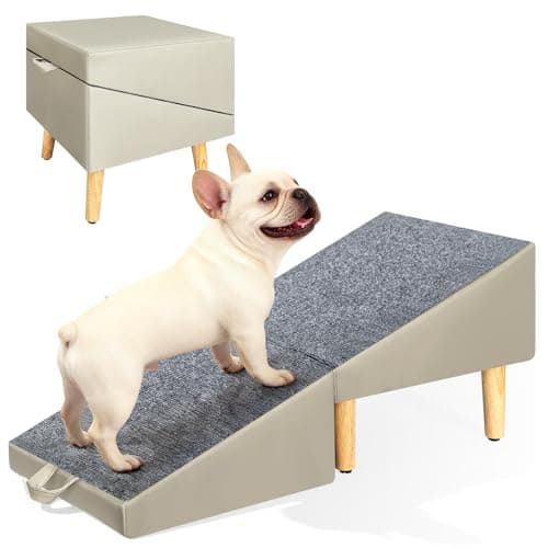 Foldable Lightweight Dog Ramp for Small Dogs - Built-in Pet Stairs for Elderly Small Dogs & Injured Puppies, 13.1'H Pet Ramp for Couch & Low Bed, Multi-Use as Footstool - Image 1