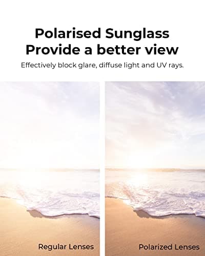 BENEUNDER Polarized Ultra Lightweight Folding Sunglasses for Women Men,UV400 Protection Acetate Frame Sunglasses with Organizer, Sandy - Thumbnail 3