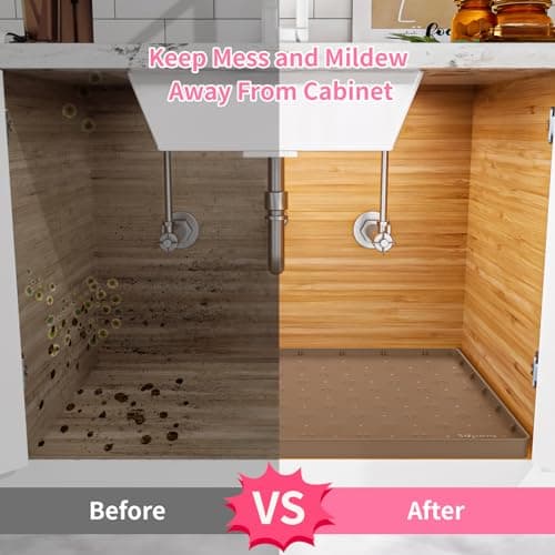Sdpeia Under Sink Mat 22"×19" Waterproof Silicone Cabinet Liner & Sink Protector for Kitchen & Bathroom, Multi-Purpose Organizers Tray for Pets, Laundry, Cat Litter Mat - Thumbnail 5