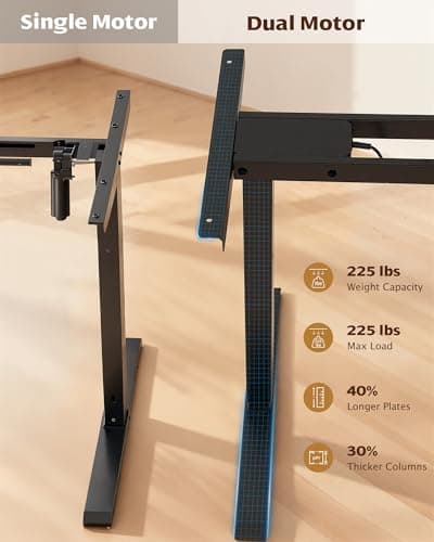 TOPSKY Dual Motor Electric Standing Desk Frame, Height Adjustable Sit Stand Base for Home Office, Fits Table Tops up to 70.8 x 31.5 Inch, 225 lb Capacity (Black, Without Stand) - Thumbnail 5