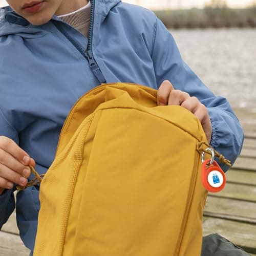 4 Pack for Waterproof AirTag Holder with Icon Stickers, Protective Case with Keychain for Apple AirTag, Anti-Scratch Cover for Air Tag for Keys, Luggage, Backpacks (Black&Navy&Orange&Mint) - Thumbnail 6