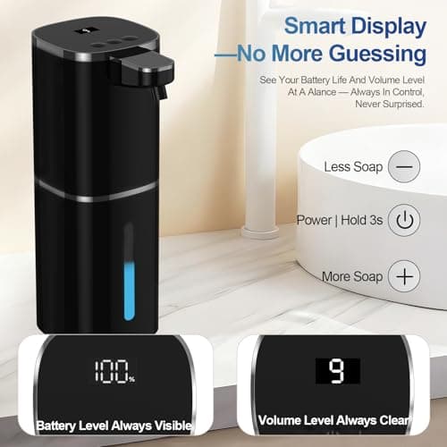 Automatic Liquid Soap Dispenser for Hand Soap & Dish Soap, 9-Level Adjustable Touchless Dispenser with LCD Display, Rechargeable 380mL, Wall Mount or Countertop Use for Kitchen Bathroom - Thumbnail 4