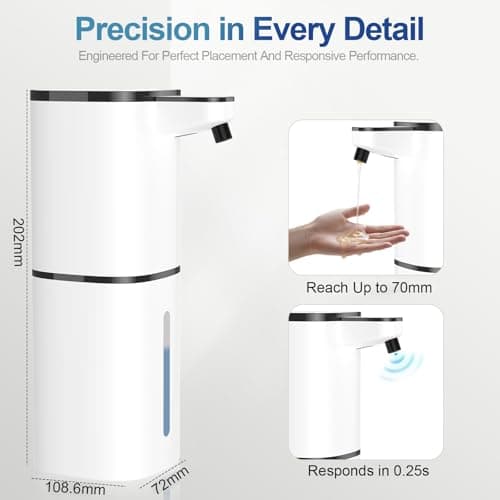 Automatic Liquid Soap Dispenser, 9 Adjustable Levels, 380ml/12.8oz, Touchless Hand Soap or Dish Soap Dispenser,IR Sensor & Display,Wall-Mount or Tabletop Use for Bathroom Kitchen - Thumbnail 4