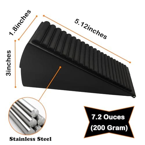 Heavy Duty Adjustable Spring Door Stopper for Bottom of Door,Fits Doors Up to 3 Inches, Stainless Steel Door Stop with Non-Slip Rubber, Perfect for Heavy Door Holder(1, Silver) (1, Black) - Thumbnail 2