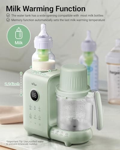 Bear Baby Food Maker with 18.5oz Dual-Layer Steam Baskets, OneStep Baby Food Processor Steamer Puree Blender Grinder Mills, Auto Cooking Grinding&Sterili-zing for Healthy Homemade Baby Food, BPA-Free - Thumbnail 6