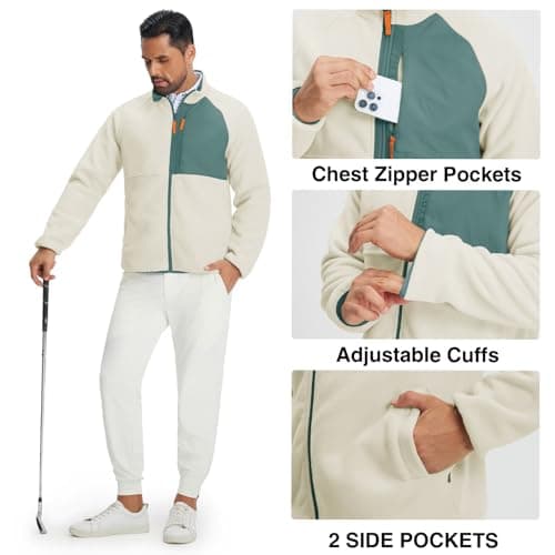 M MAELREG Men's Reversible Fleece Lined Jacket Full Zip Golf Jacket Winter Lightweight Softshell Coat Outerwear - Thumbnail 5