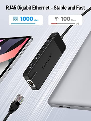 Lemorele USB C Hub Multiport Adapter 10-in-1 USB C Dongle for MacBook Pro Air, Gigabit Ethernet with 4K HDMI, 100W PD, USB 3.0 5Gbps Port, SD/TF Card Reader Adapter, Compatible for Windows/Mac/iPad… - Thumbnail 6