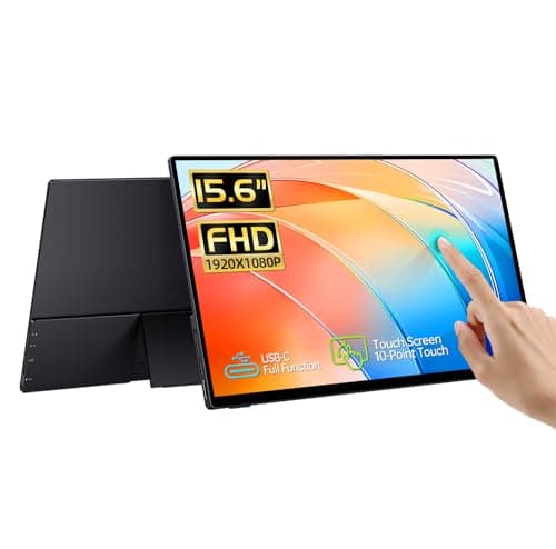 CAPERAVE 15.6'' Portable Monitor Touchscreen, FHD IPS Touch Screen with Tempered Glass, Travel Monitor with Kickstand & Speaker, HDMI USB C External Monitors for Mac Laptop Phone Computer - Image 1