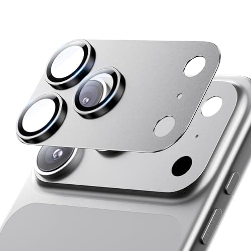 Hoerrye for iPhone 17 Pro Camera Lens Protector - [12FT Shatterproof Military Grade] [Strong Adsorption] Metal Top 9H+ Tempered Glass Camera Screen Full Protective Cover Case Friendly,Silver - Image 1