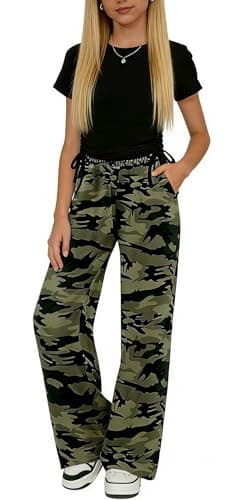 Bupekbee Girls 2 Piece Outfits Short Sleeve Ruched Drawstring Crewneck Tops and Wide Leg Pants with Pockets Tracksuit Set - Image 1