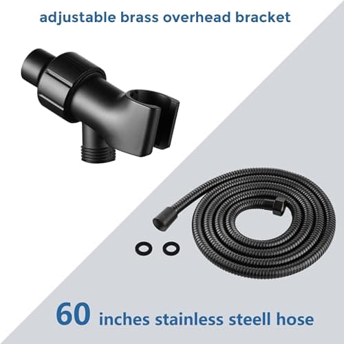Iopsk 7 Spray Shower Head with Handheld, handheld shower head,detachable shower head with 60" Extra Long Hose & Adjustable Bracket,Showerhead with ON/OFF Switch for Pets Bath. (Matte Black) - Thumbnail 5
