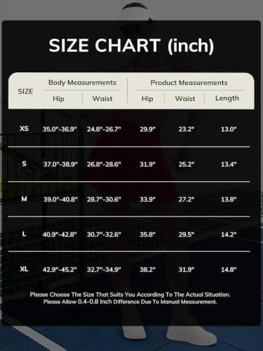 AFFOLE Women's Tennis Golf Skirts High Waisted with Pockets Inner Shorts for Athletic Skorts Sports Running Pickleball Orange - Thumbnail 6