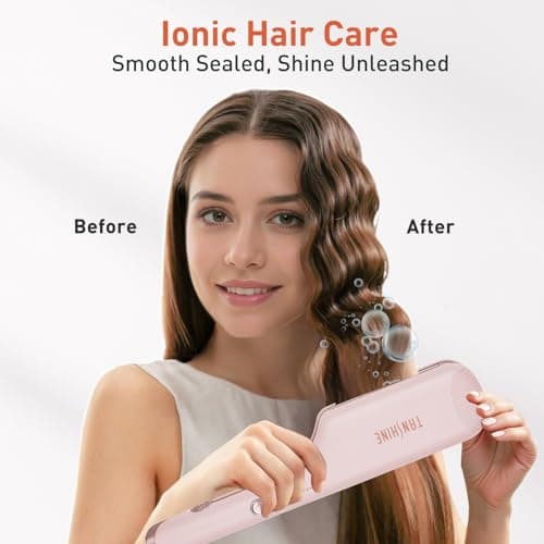 TANSHINE Curling Iron Hair Waver,1.25 Inch Dual Barrel Barrel Ceramic Hair Crimper for Beach Waves,Ionic Deep Waver Curler with Dual Voltage, Anti-Scald Protection Curling Wand, Adjustable Temp,Pink - Thumbnail 2
