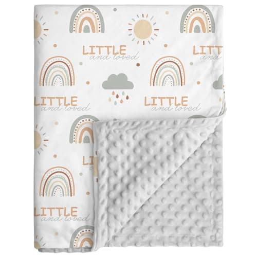 CIVARUA KIDS Baby Blankets for Unisex Boys Girls - Super Soft Clouds Rainbow Nursery Minky Blankets, 30 x 40 Inch Dotted Fleece Backing, Printed Bed Throws Newborn - Image 1