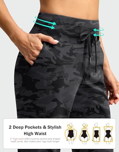 G Gradual Womens Pants High Waisted Golf Pants 2 Deep Pockets 7/8 Ankle Joggers for Athletic Travel Casual Lounge Work, Grey Camo, Medium - Thumbnail 4