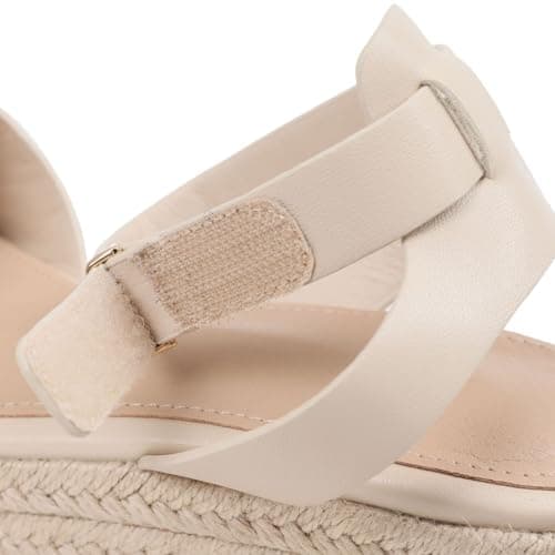 COMFITORIA Wedge Sandals for Women Espadrille Platform Wedge Heels Adjustable Strap Braided Sandal Summer Open Toe Vacation Slip-On Sandals Bohemia Beach Comfortable Dressy Shoes,(Apricot, Size 10) - Thumbnail 2