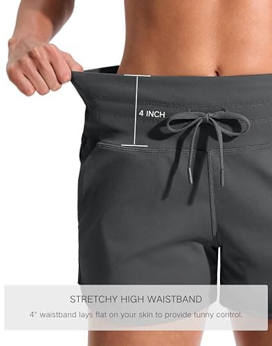 Soothfeel Women's Athletic Running Shorts with Pockets 3.5" Quick Dry High Waisted Workout Active Gym Shorts for Women Dark Grey L - Thumbnail 4