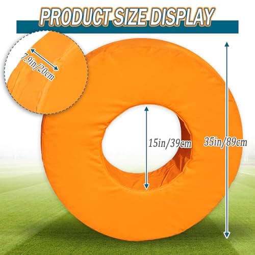 SFNSM Big Football Tackle Wheel 35 Inches, Football Tackle Dummy for Youth, Football Tackling Practice Drills with High Elastic Foam and Waterproof PU Leather for Football Training Equipment - Thumbnail 2