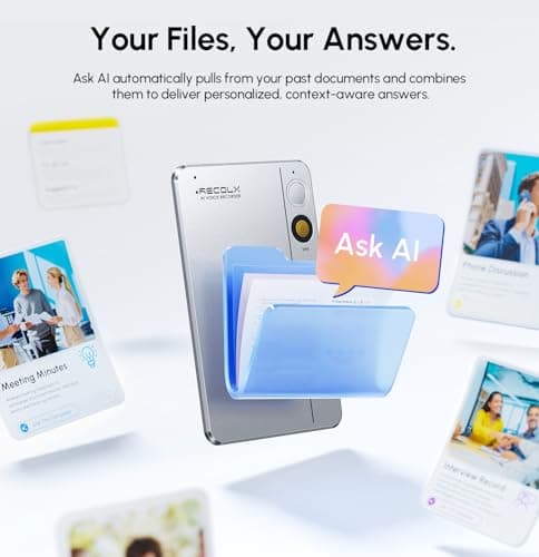RECOLX AI Voice Recorder & Transcriber with GPT-5.2 Analysis – 30-Hour Recording, 112-Language Speech-to-Text & Auto Summary for Meetings, Lectures & Interviews,Grey - Thumbnail 3