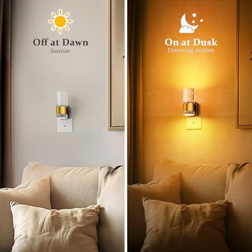 JandCase Night Light, Automatic Night Lights Plug into Wall, 2 Pack Dimmable LED Night Light with Adjustable Brightness, Night Lights Plug in with Auto Light Sensor, Amber for Bathroom Hallway Decor - Thumbnail 4