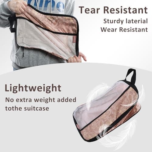 U+U 4 Set Compression Packing Cubes - Ultralight Travel Organizers, Space-Saving Suitcase Organizer, Expandable Packing Cubes for Travel and Family Vacation (Paisley Pattern) - Thumbnail 4