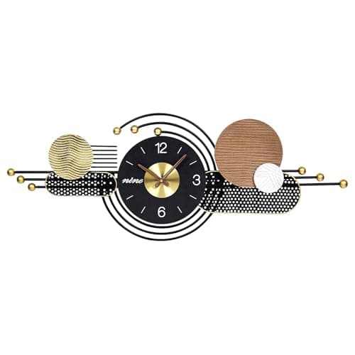 AXAORIRA 38x15 Inches Wall Clock Silent Non-Ticking Battery Operated, Modern Large Decorative Analog Clocks for Living Room, Bedroom, Office - Abstract Art Home Decor, Easy to Read