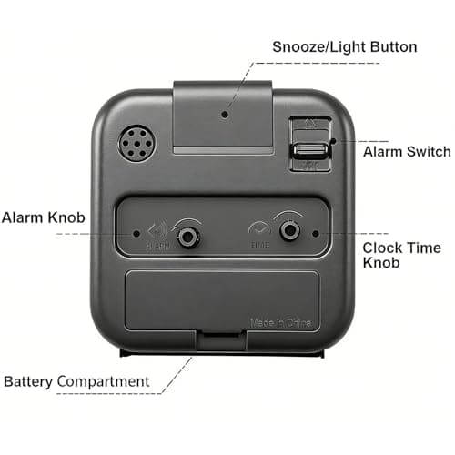 Azxb Analog Alarm Clock, Silent No Ticking Battery Operated Travel Alarm Clock with Night Light, Snooze, Loud Alarm, Luminous, Quiet Small Desk Clock for Bedrooms Deep Sleeper Adults Kids, Easy Set - Thumbnail 6