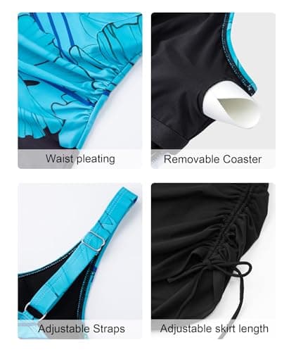 Arolina Womens Tankini Swimsuits for Women with Skirt Bathing Suits Two Piece Tummy Control Swimsuit Ladies Swimwear - Thumbnail 5