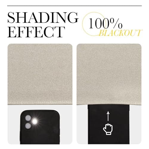 NICETOWN 100% Blackout Linen Outdoor Curtains for Patio, Waterproof & Windproof Gazebo Curtains Sticky-Back Top & Back Tab Bottom, Sun Shades with 2 Straps & Rope, W52 xL96, Natural, 2 Panels - Thumbnail 5