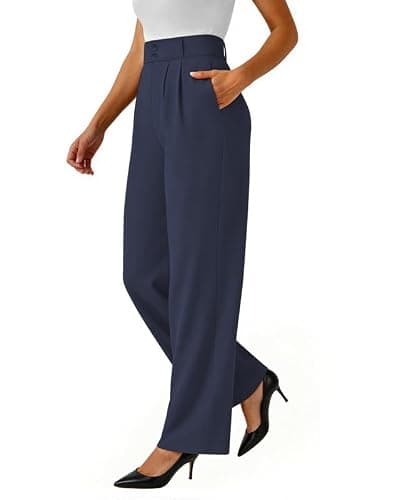 keriffe Womens Wide Leg Dress Pants Stretchy High Waisted Work Trousers - Image 1