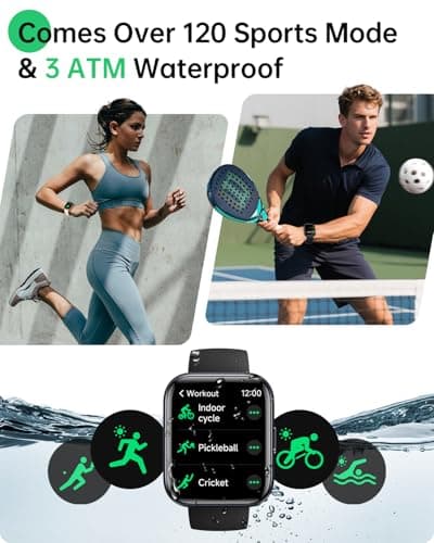 Smart Watches for Women Men, 1.83" HD Alexa Smart Watch for Android & iPhones (Calls/SMS/Reminders), Fitness Watch with Heart Rate Monitor, Sleep/Step Count Tracker, 120+ Sport Modes Pedometer Watch - Thumbnail 4