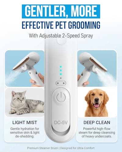Spray Deshedding Brush for Cats & Dogs, 2-in-1 Mist Grooming Tool with Undercoat Removal, Anti-Static Pet Hair Remover, Gentle Stainless Steel Comb, No Flying Fur, Self Cleaning - Thumbnail 6