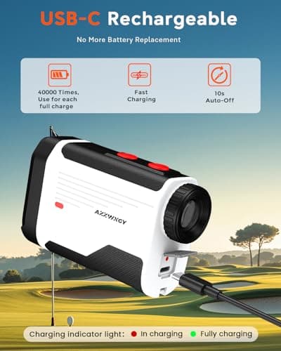 Golf Rangefinder with Slope - 1500 Yards Laser Range Finder for Golf & Hunting, 7X Magnification, High-Precision Flag Locking Vibration, Rechargeable, IP54 Waterproof, Built-in Magnetic Strip - Thumbnail 5