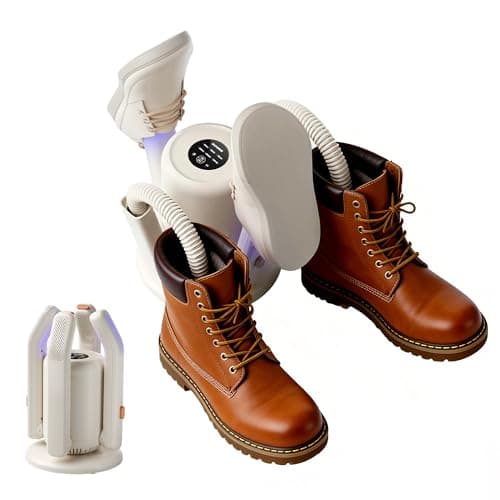 Boot Dryer,Shoe Dryer for Work Boots, 2 * 24“ Retractable Hose with 6 Timers, 4 Tubes Rose Salt Remove Odor, Low-noise Boot Warmer, Suitable for Ski Boots,Shoes,Gloves,Ivory,SH03 - Image 1