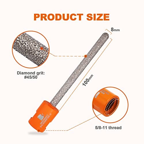 Diamond Mortar Raking Bit,BRSCHNITT 5/16 Inch x 4 Inch Diamond Mortar Router with 5/8-11 Thread for Mortar Raking Tuck Pointing Granite Marble Concrete Masonry Stone Removals (8x100mm) - Thumbnail 2