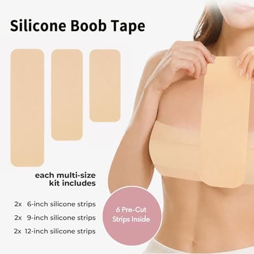 UOTJCNR Breast Lift Silicone Boob Tape, 6 Pcs Precut Soft Stretch Boobtape for Large Breast, Body Tape for A-G Cup Beige - Thumbnail 2