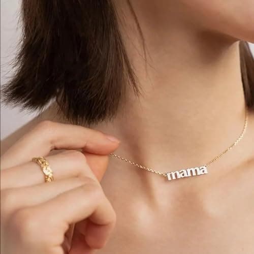Mothers Day Gifts for Mom, for Wife - 14K Gold Mama Necklace- First Mothers Day Gifts for New Mom - Hypoallergenic, Water-Resistant & Tarnish-Free - Momma Necklace for Women - For Mother to Be - Thumbnail 2