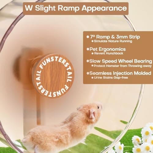 FunstersTail Super Silent Hamster Wheel 12 Inch, Magnetic Large Rat Wheel for Chinchilla, Gerbil, Guinea Pig, Cat, Mouse, Sugar Glider and Dwarf, Syrian Hamster Accessories (Wood Brown) - Thumbnail 6