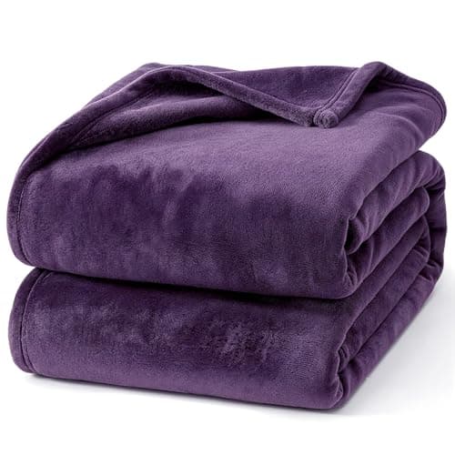 Hansleep Fleece Queen Blanket for Bed Fleece Purple, Queen Size Super Soft Flannel Fuzzy Plush Cozy Blanket for All Seasons, Purple, Queen 90x90 Inches