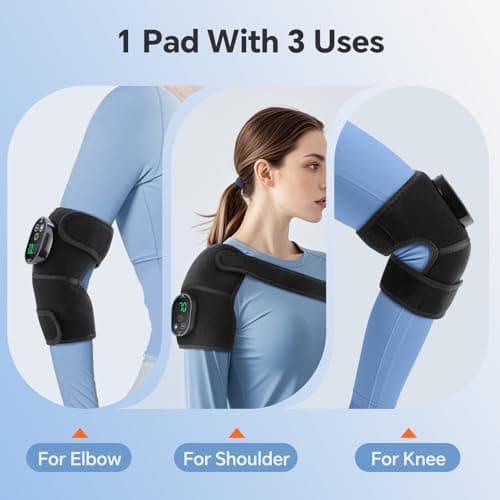 Heating Pad for Knee Pain Relief - Cordless Heated Knee Brace with Massager, Heating Knee Warmers Wrap & Arthritic Knees, Ideal for Arthritis & Joint Pain 2PCS - Thumbnail 5