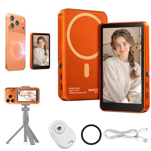 Magnetic Vlog Selfie Monitor Screen for iPhone 17 & Android, 4K Wireless Video Recording with Remote Zoom & Shoot, Content Creator Essentials Back Camera Monitor for vlogging YouTube TikTok - Image 1