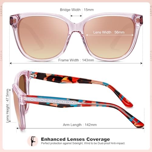 CARFIA Square Polarized Sunglasses for Women UV Protection, Italian Design Retro Embossed Pattern Wire Core Driving Shades - Thumbnail 5