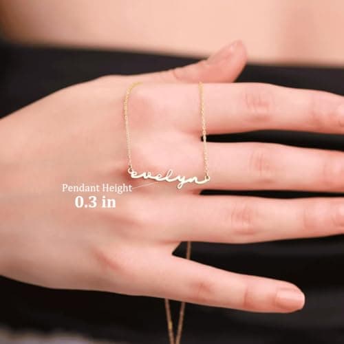 DayOfShe Custom Tiny Name Necklaces for Wedding Bridesmaid Gifts Best Friend Birthday Gifts,18K Gold Plated Dainty Name Necklace Personalized Mothers Day Jewelry Mom Gifts - Thumbnail 3