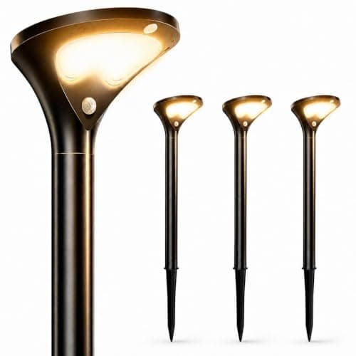 Garpar 400LM Solar Pathway Lights with Motion Sensor, Tempered Glass Panel