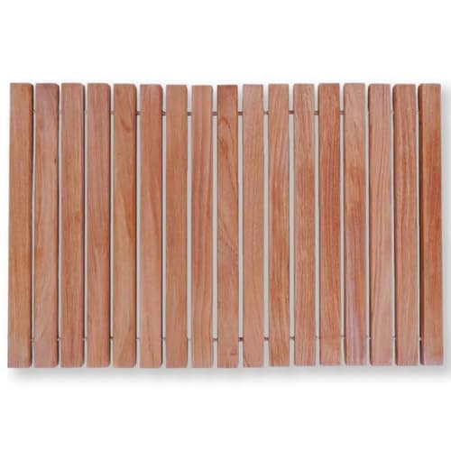 Nordic Style Teak Shower and Bath String Mat - Indoor and Outdoor Use - Non-Slip Wooden Platform for Sauna, Pool, Hot Tub Flooring Decor and Protector (Natural Finish, 23.62" x 15.75")