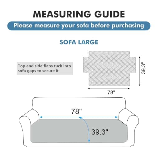 Genina 100% Waterproof Couch Cover for 3 Cushion Couch Sofa Cover for Dogs, Anti-Slip Sofa Covers Washable Couch Covers for Sectional Sofa L Shape Couch Protector, 1 Piece (Light Gray, Sofa Large) - Thumbnail 2