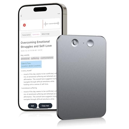 Tonfarb AI Voice Recorder with Transcribe,Mind Mapping,AI Summary and Ask AI,Digital Voice Recorder with App Support 113 Languages,Audio Recorder for Lectures,Phone Calls,Meetings,Interviews Etc,Grey - Image 1